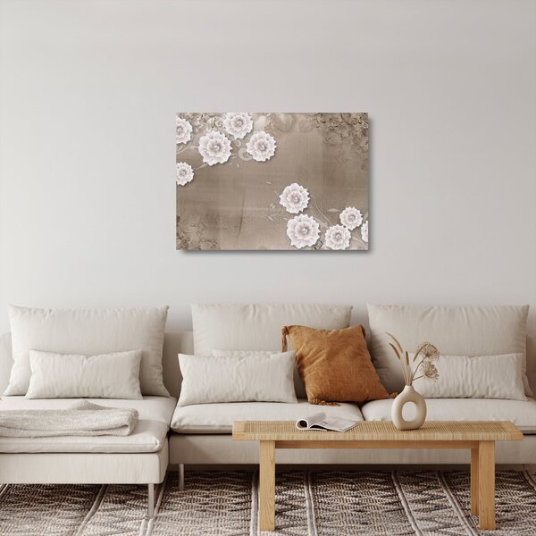 Staklena slika - Draperija z rožami (70x50 cm)