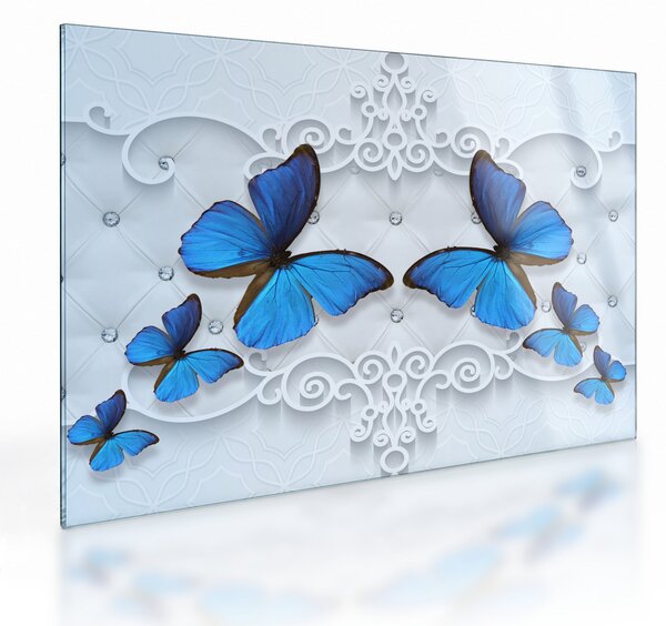 Staklena slika - Modri ​​metulji (70x50 cm)