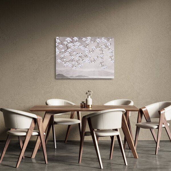 Staklena slika - Rože v sivi pokrajini (70x50 cm)