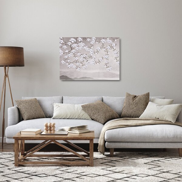 Staklena slika - Rože v sivi pokrajini (70x50 cm)