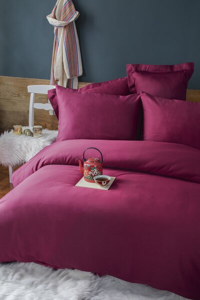 Posteljina s plahtom Saten Simply Burgundy 140x200
