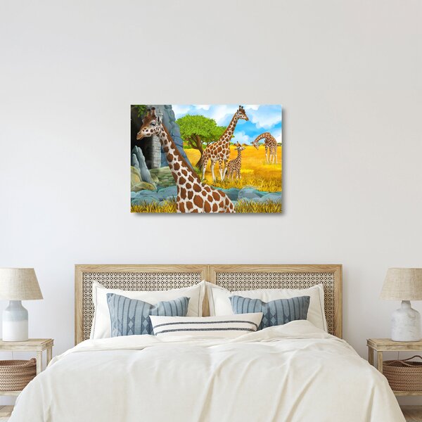 Staklena slika - Žirafa družina (70x50 cm)