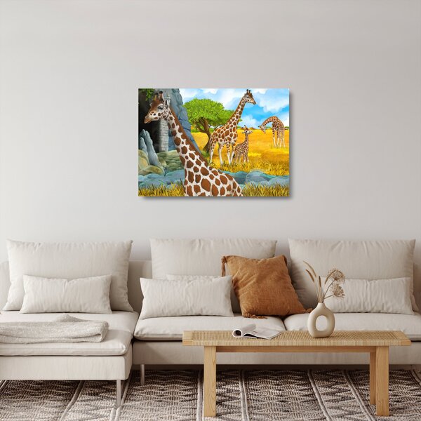 Staklena slika - Žirafa družina (70x50 cm)