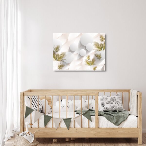 Staklena slika - 3D krogi z rožami (70x50 cm)