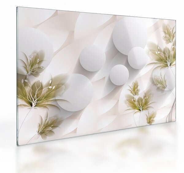 Staklena slika - 3D krogi z rožami (70x50 cm)