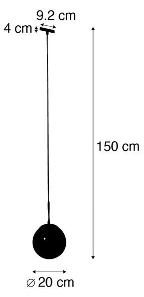 Art Deco viseća svjetiljka crna s dimnim staklom uklj. 1-fazni adapter za tračnicu - Slimline Flore