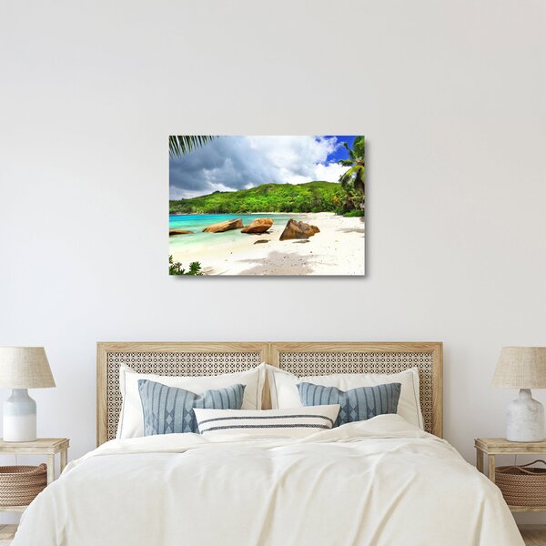Staklena slika - Sejšeli, plaža Takamaka (70x50 cm)