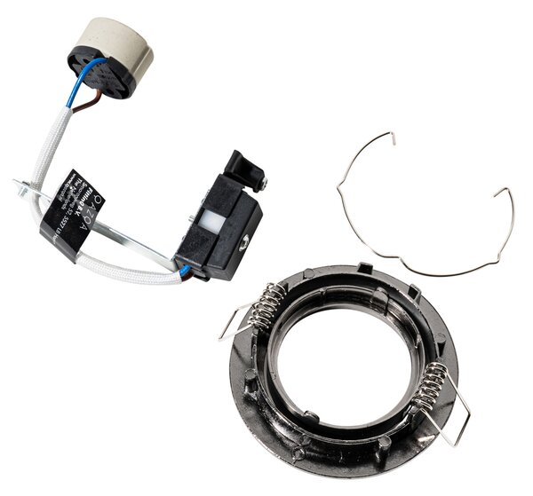 Set od 6 modernih ugradbenih reflektora boje metala, okruglih, podesivih, GU10 50 mm - Edu