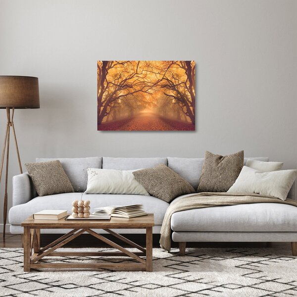 Staklena slika ceste u jesenskom krajoliku (70x50 cm)