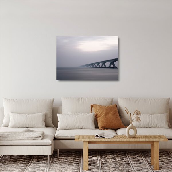 Staklena slika mosta u magli (70x50 cm)