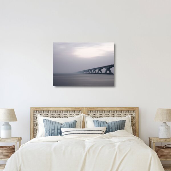 Staklena slika mosta u magli (70x50 cm)