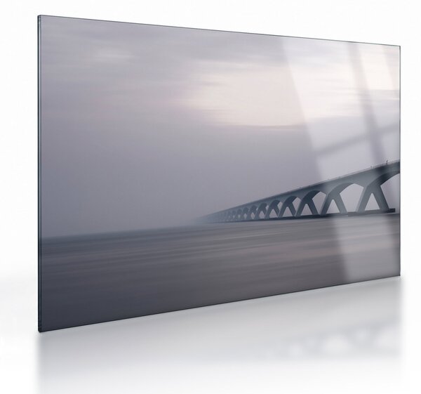 Staklena slika mosta u magli (70x50 cm)