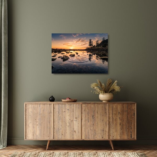 Staklena slika - Zalazak sunca uz jezero (70x50 cm)