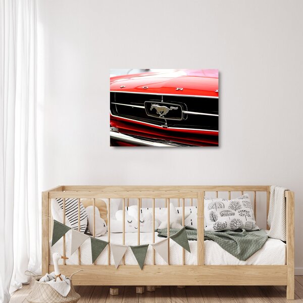 Staklena slika - Detalj crvenog automobila (70x50 cm)