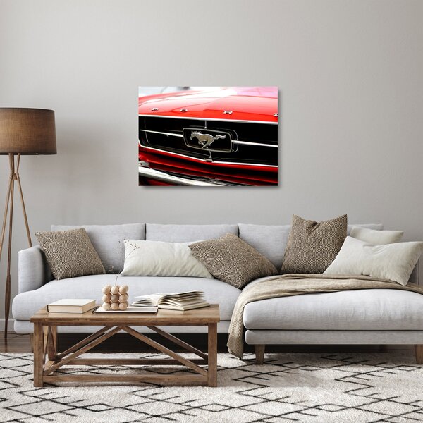 Staklena slika - Detalj crvenog automobila (70x50 cm)