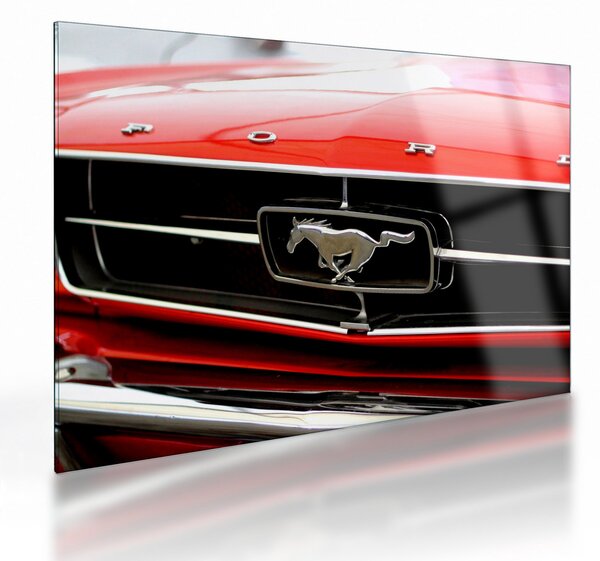 Staklena slika - Detalj crvenog automobila (70x50 cm)