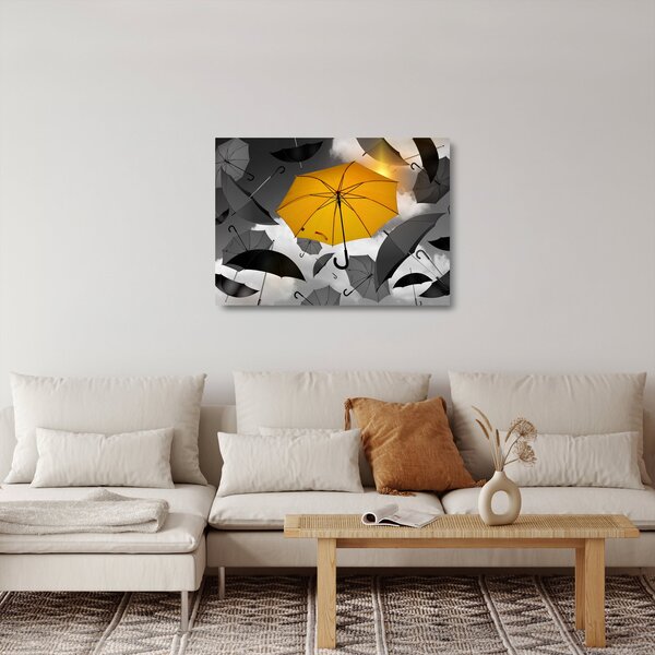 Staklena slika žutog kišobrana (70x50 cm)