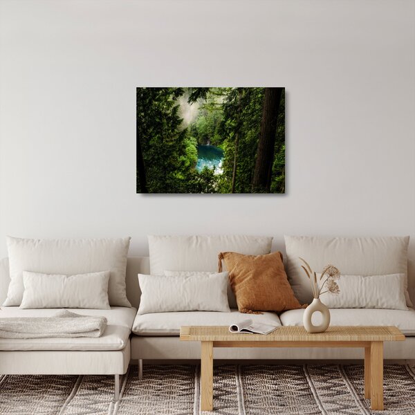 Staklena slika - Pogled između stabala (70x50 cm)