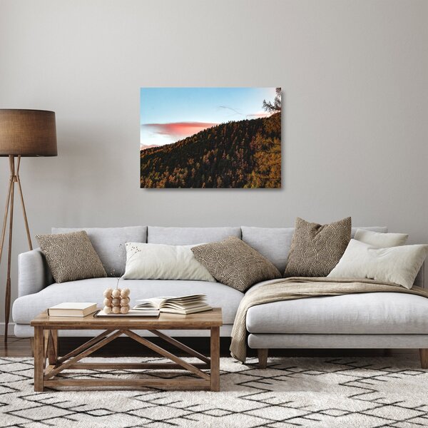 Staklena slika crvenih oblaka iznad brda (70x50 cm)
