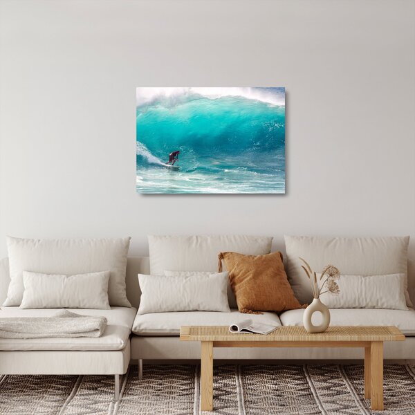 Staklena slika surfera u valovima (70x50 cm)