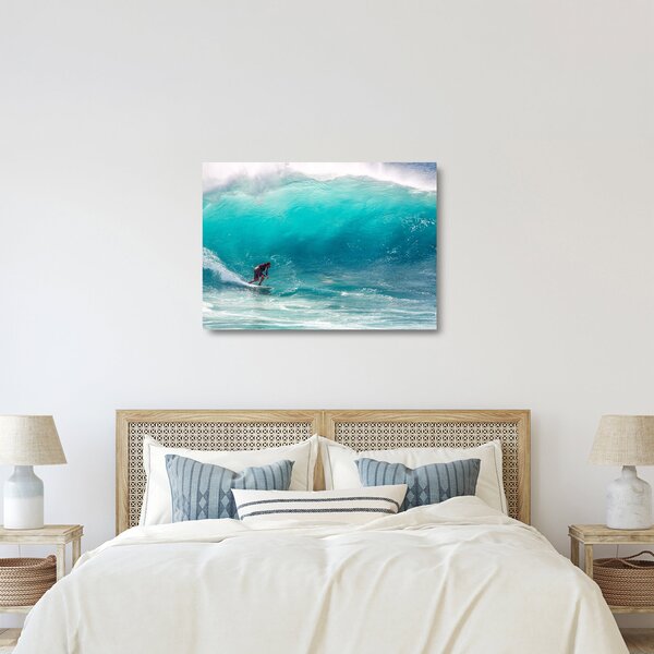 Staklena slika surfera u valovima (70x50 cm)