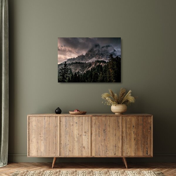 Staklena slika stjenovitih planina (70x50 cm)