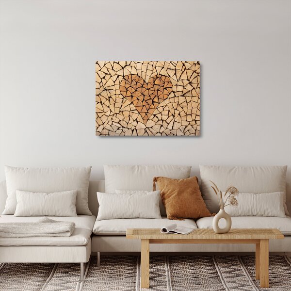 Staklena slika - Srce od drveta (70x50 cm)