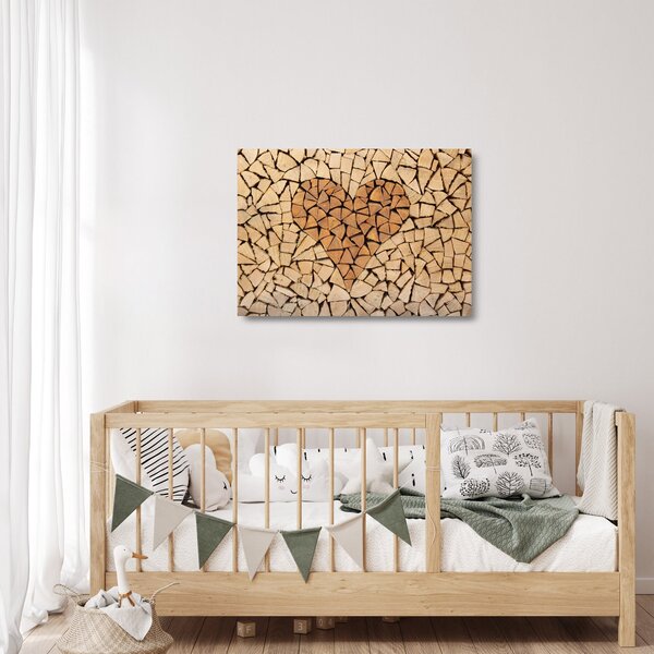 Staklena slika - Srce od drveta (70x50 cm)