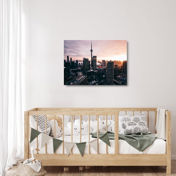 Staklena slika - Pogled na centar grada (70x50 cm)