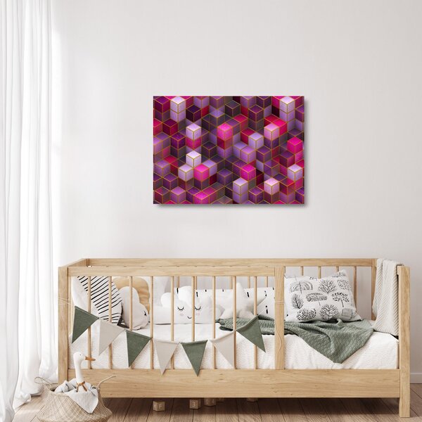 Staklena slika ljubičastih kockica (70x50 cm)