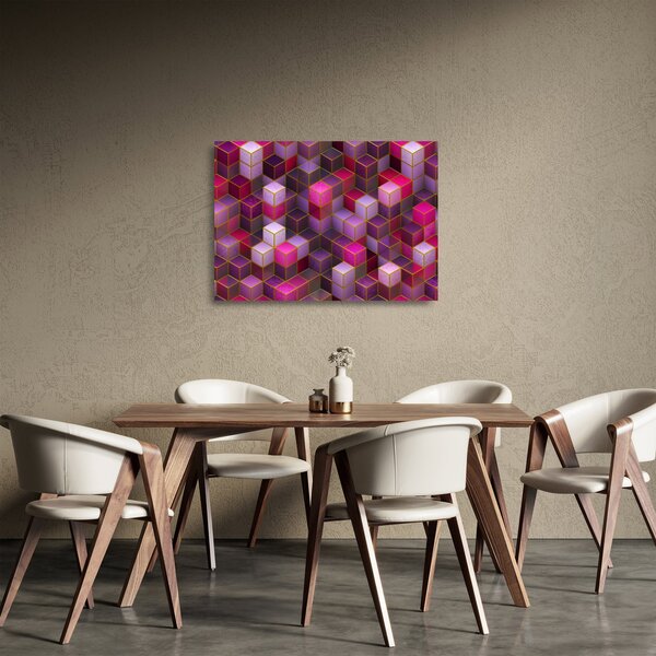 Staklena slika ljubičastih kockica (70x50 cm)