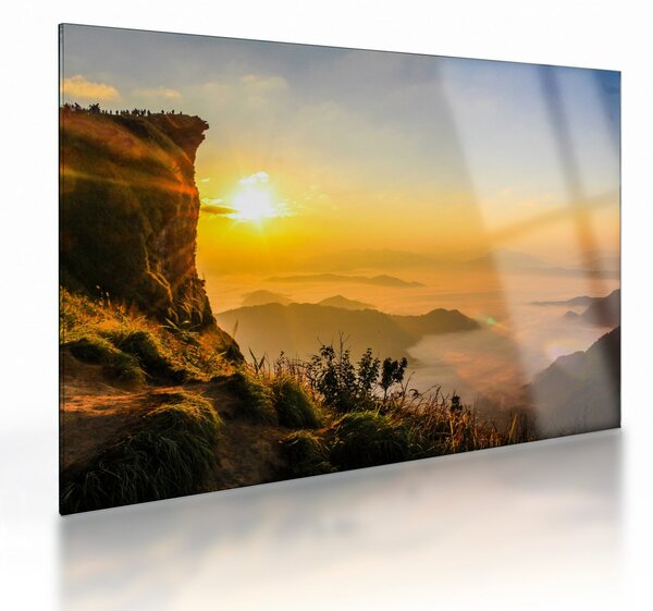 Staklena slika doline u jutarnjoj magli (70x50 cm)