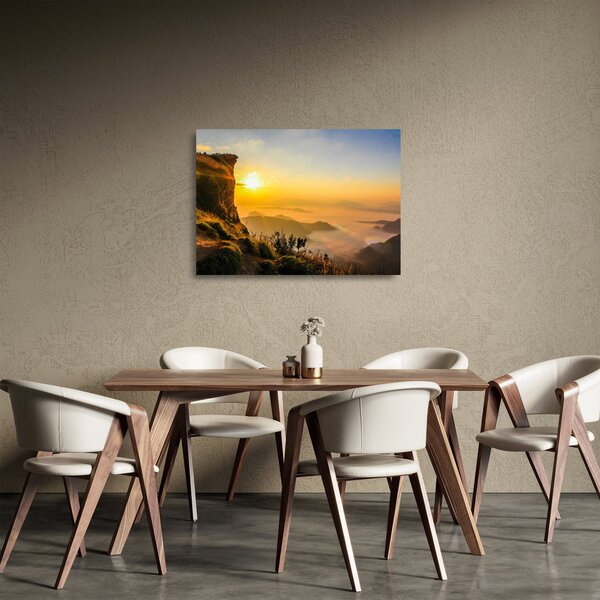 Staklena slika doline u jutarnjoj magli (70x50 cm)