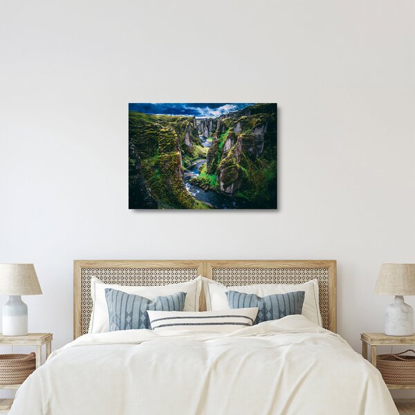 Staklena slika - Rijeka u kamenoj dolini (70x50 cm)