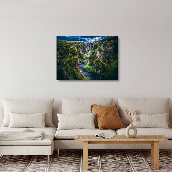Staklena slika - Rijeka u kamenoj dolini (70x50 cm)