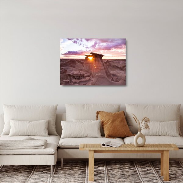 Staklena slika - zalazak sunca u pustinji (70x50 cm)