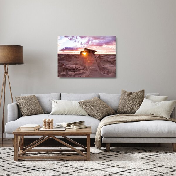 Staklena slika - zalazak sunca u pustinji (70x50 cm)
