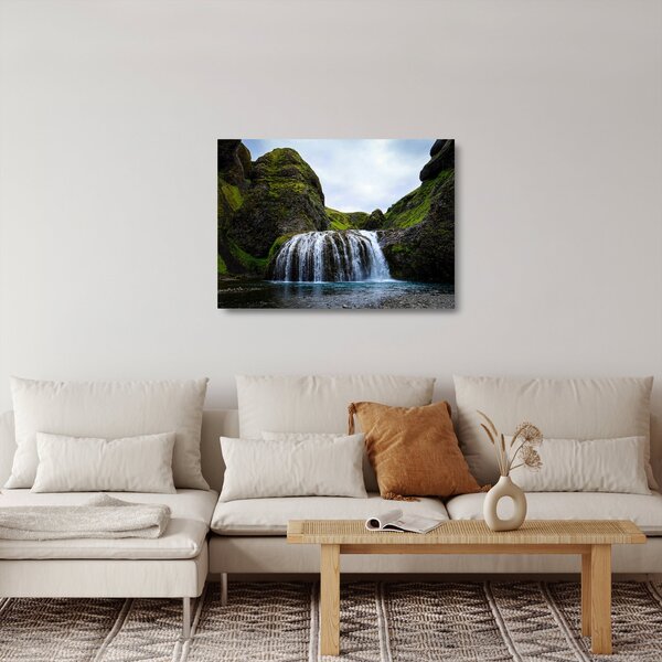 Staklena slika litice sa slapom (70x50 cm)