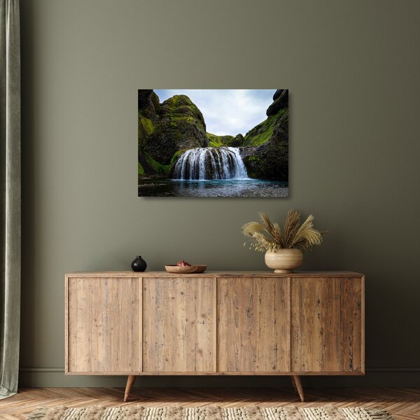 Staklena slika litice sa slapom (70x50 cm)