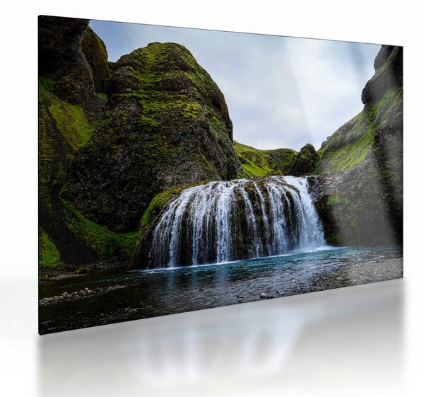 Staklena slika litice sa slapom (70x50 cm)