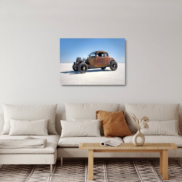 Staklena slika automobila u pustinji (70x50 cm)