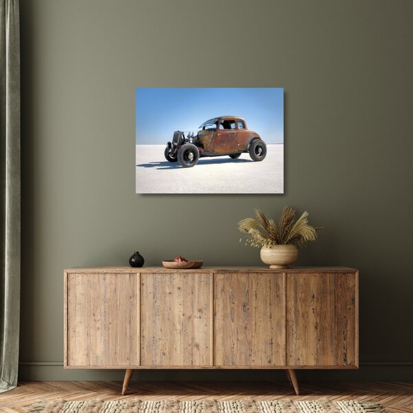 Staklena slika automobila u pustinji (70x50 cm)