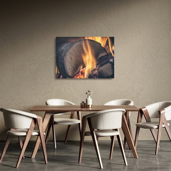 Staklena slika drva koje gori (70x50 cm)