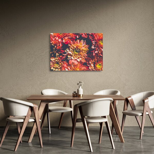 Staklena slika - Krizanteme (70x50 cm)