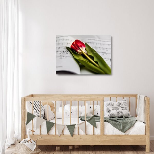 Staklena slika crvenog tulipana (70x50 cm)