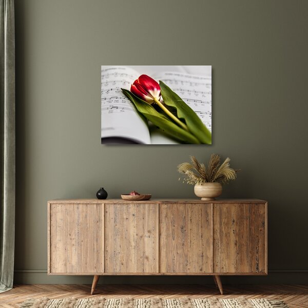 Staklena slika crvenog tulipana (70x50 cm)