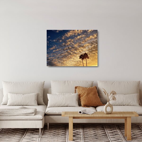Staklena slika - Palme među oblacima (70x50 cm)