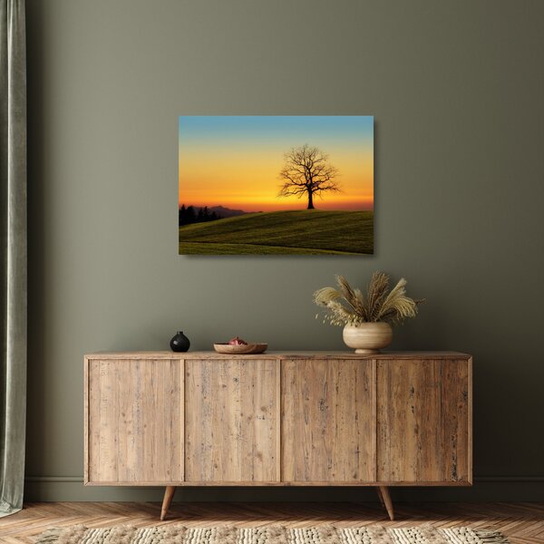 Staklena slika stabla u polju (70x50 cm)