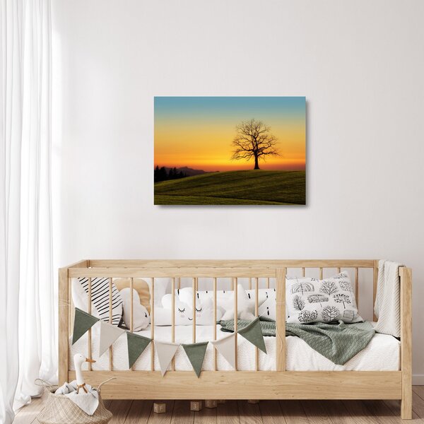 Staklena slika stabla u polju (70x50 cm)