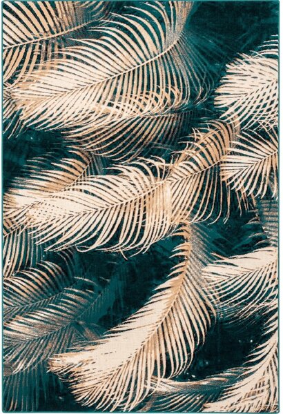 Petrolej zeleni vuneni tepih 133x180 cm Areca – Agnella